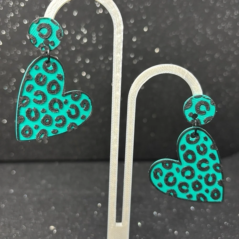 Leopard Print Heart Earrings